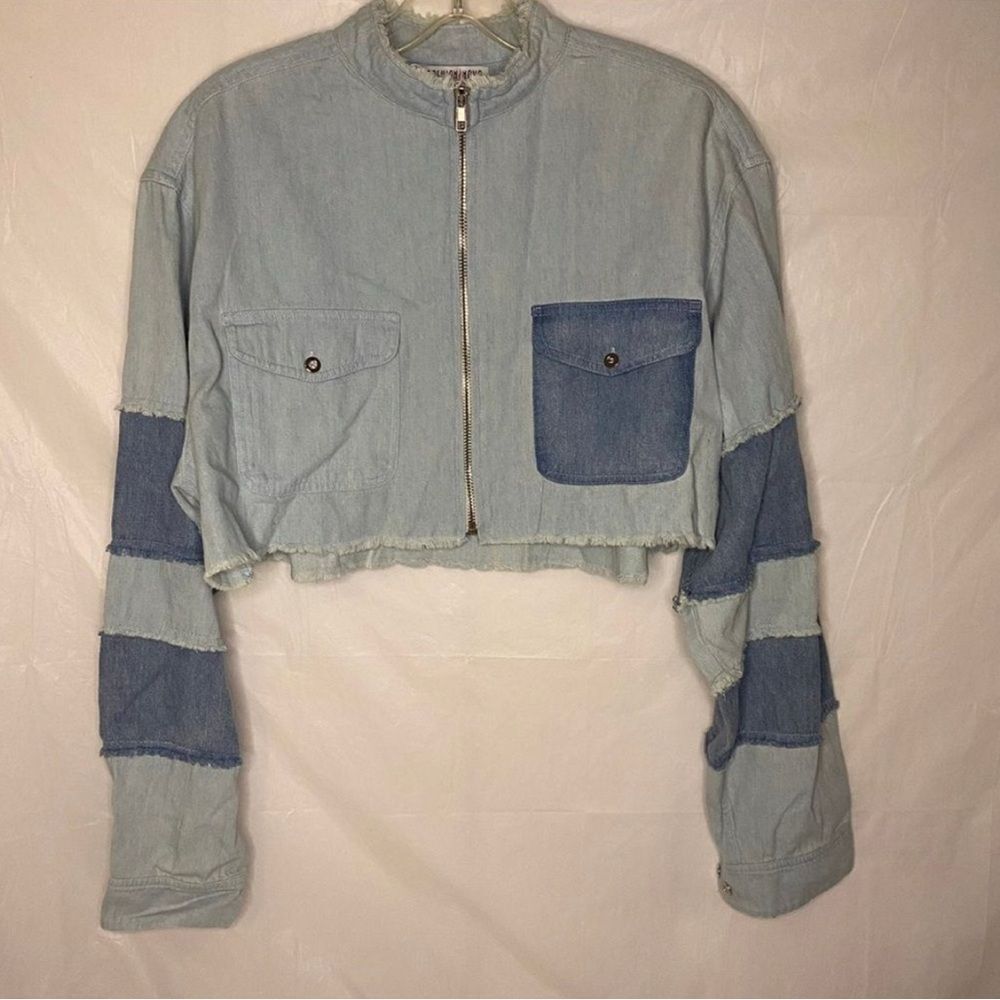 Fashion Nova Denim Patchwork Jacket Size S